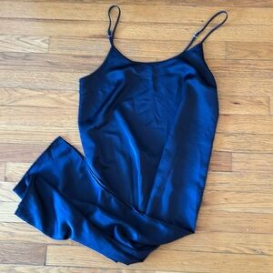 Dark blue slip dress midi